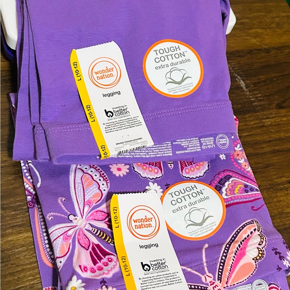Wonder Nation Purple Leggings for Kids. 2-pack